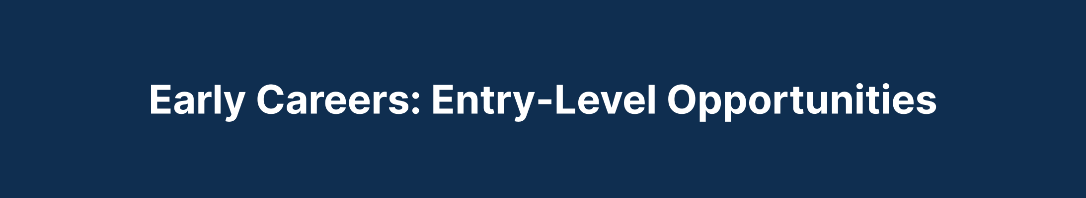 Early careers entry level opportunities