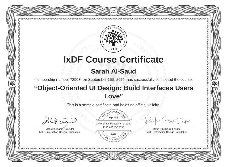Course Certificate Example