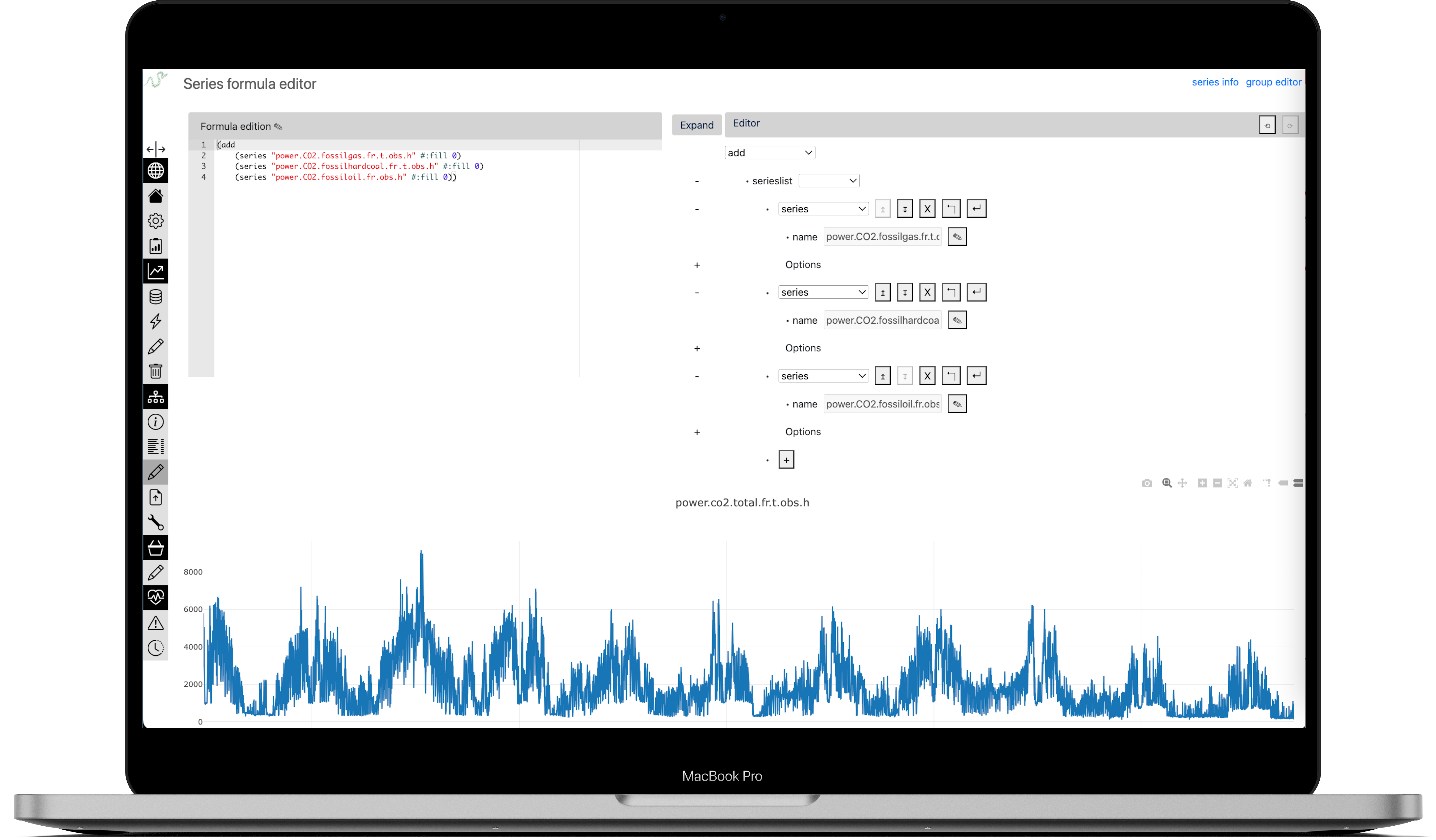 Timeseries Refinery formula editor