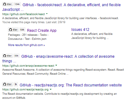 When googling "react github" When googling "react github"