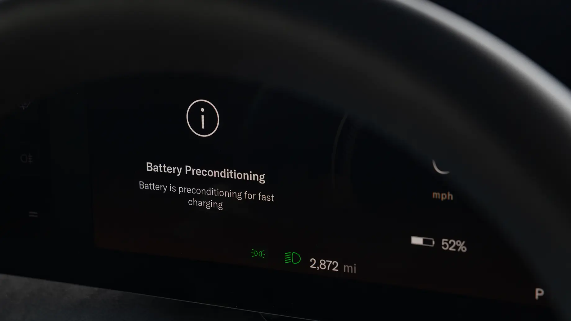 Battery preconditioning screen.