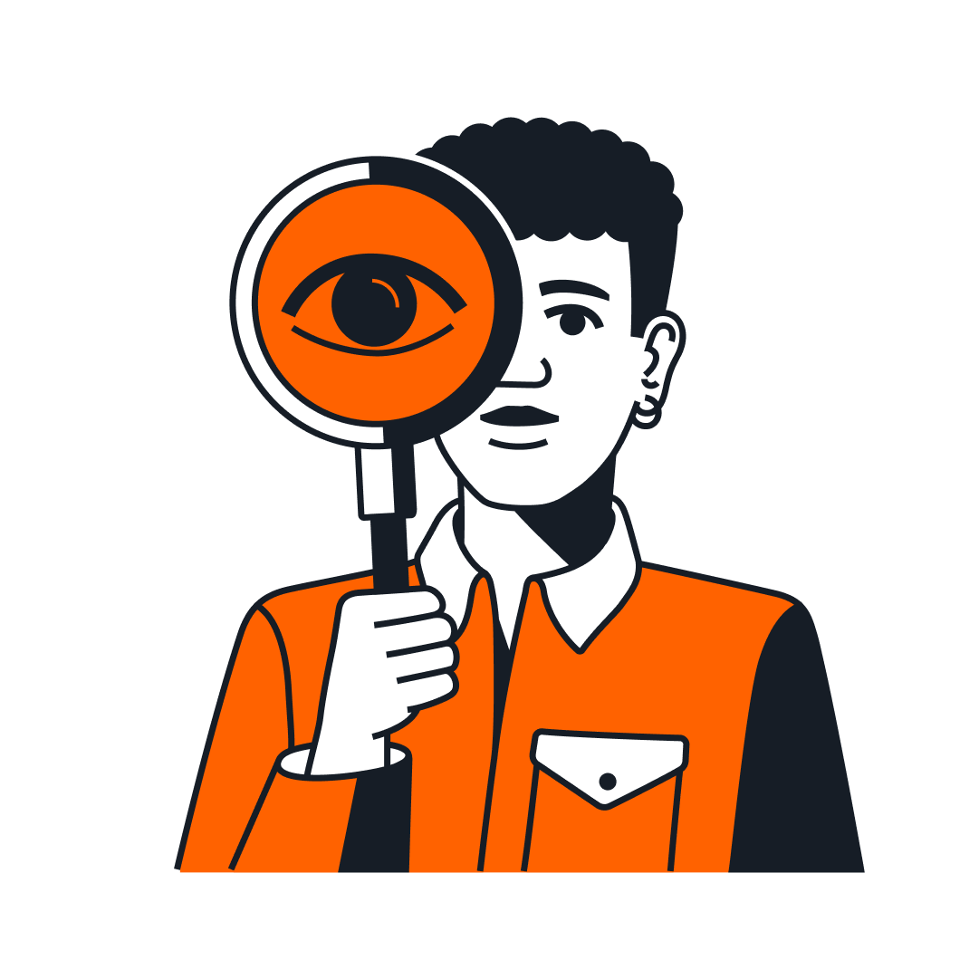 illustration of person holding a magnifying glass